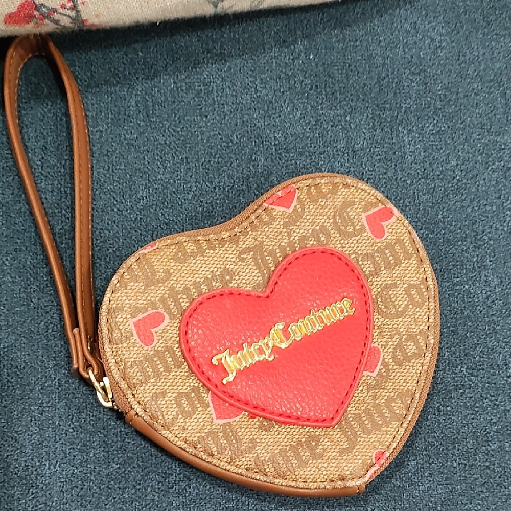 Juicy Couture Heart Wristlet in Brown and Red